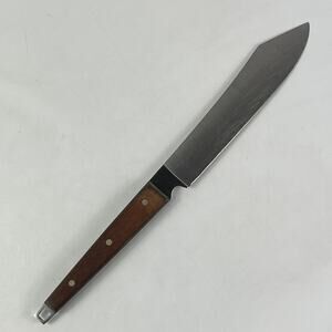 Vintage EKCO Flint Stainless USA Chef Knife Wood Handle 12" Kitchen Blade